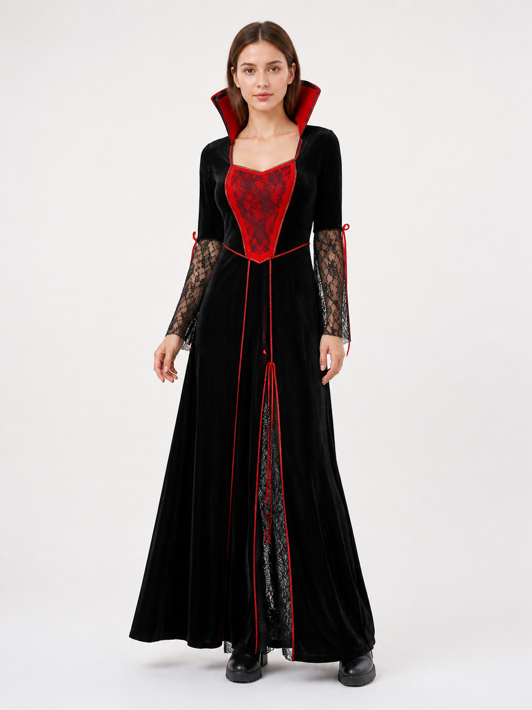 Vampire Costume with Red Trim for Halloween Costumes detail