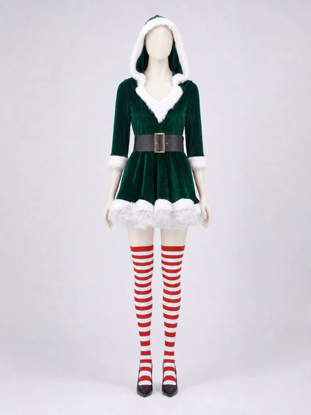 New Year's costume with a green dress and hat