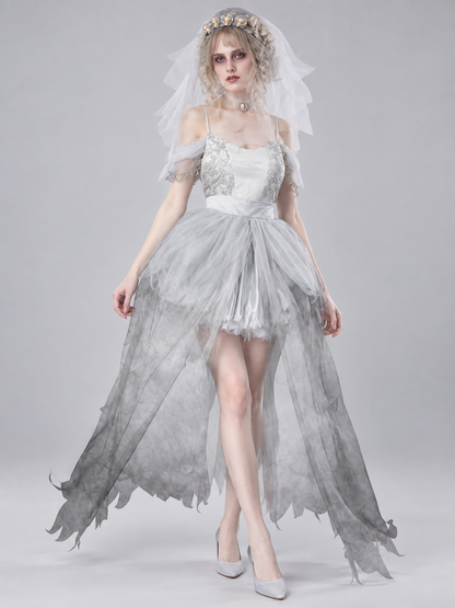 Ghost Bride Costume White with Veil
