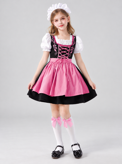 Bavarian-Style Children's Costume with Apron and Headpiece