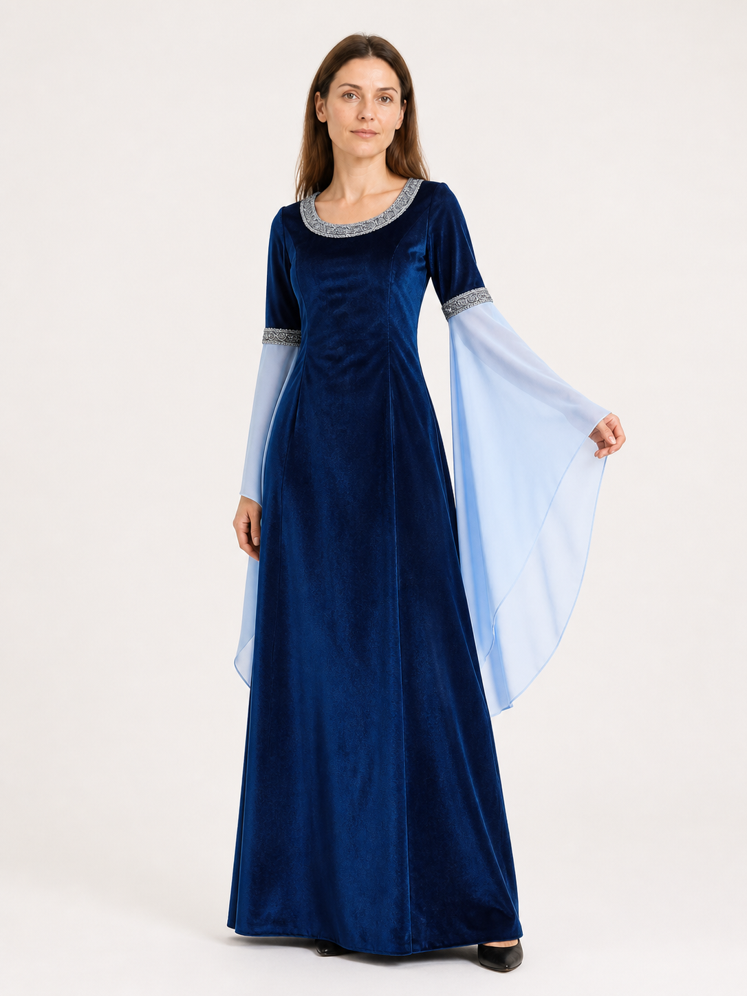 Medieval Dress with Flared Sleeves for Cosplay Costume Dresses detail