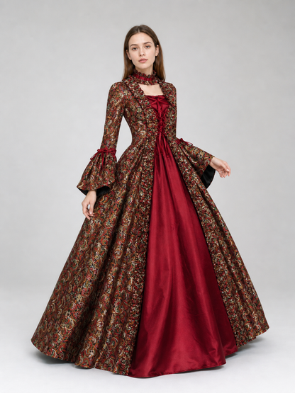 Long Victorian Dress with Floral Pattern