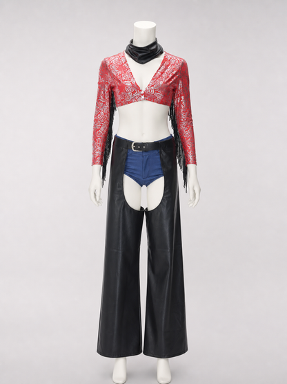 Pirate Costume with Short Sleeves and Wide-Leg Pants