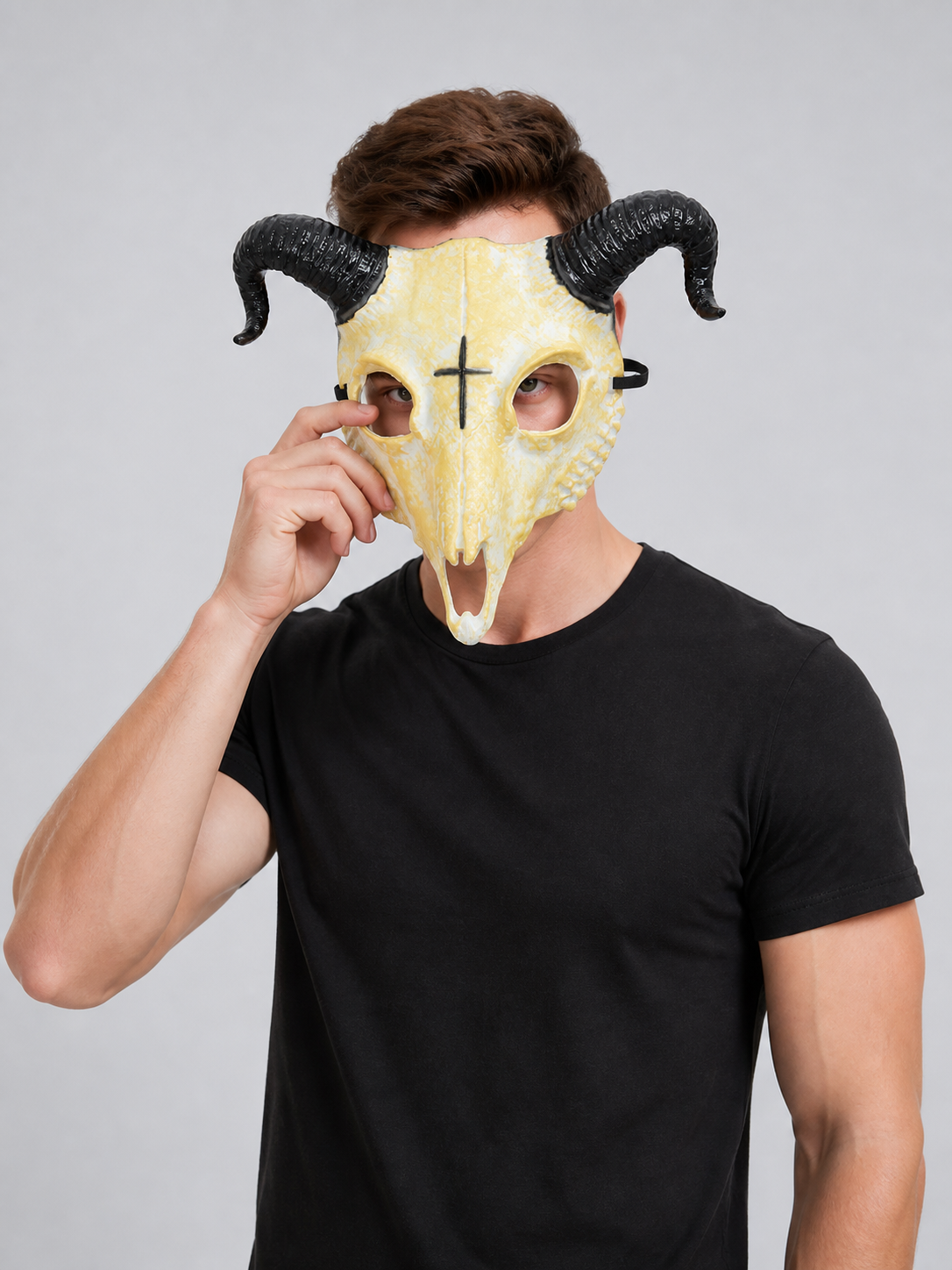 Carnival Goat Headpiece with Horns for Halloween Costume Headwear detail