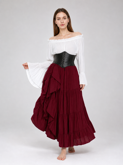 Gothic Costume with Corset and Multi-Tiered Skirt