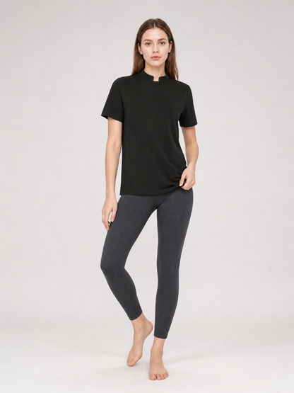 Black Cosplay T-Shirt with Stand-Up Collar