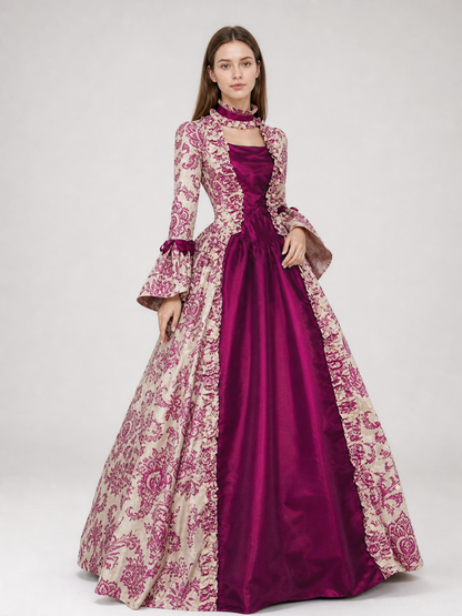 Dressy Dress with Pattern and Flared Sleeves