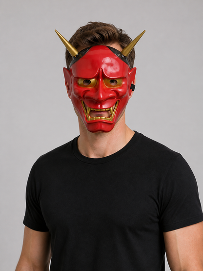 Carnival Headpiece with Red Demon Horns Costume Headwear detail
