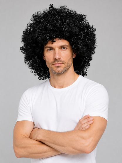 Black Carnival Wig, Voluminous Curls, Retro Style Costume Wigs detail