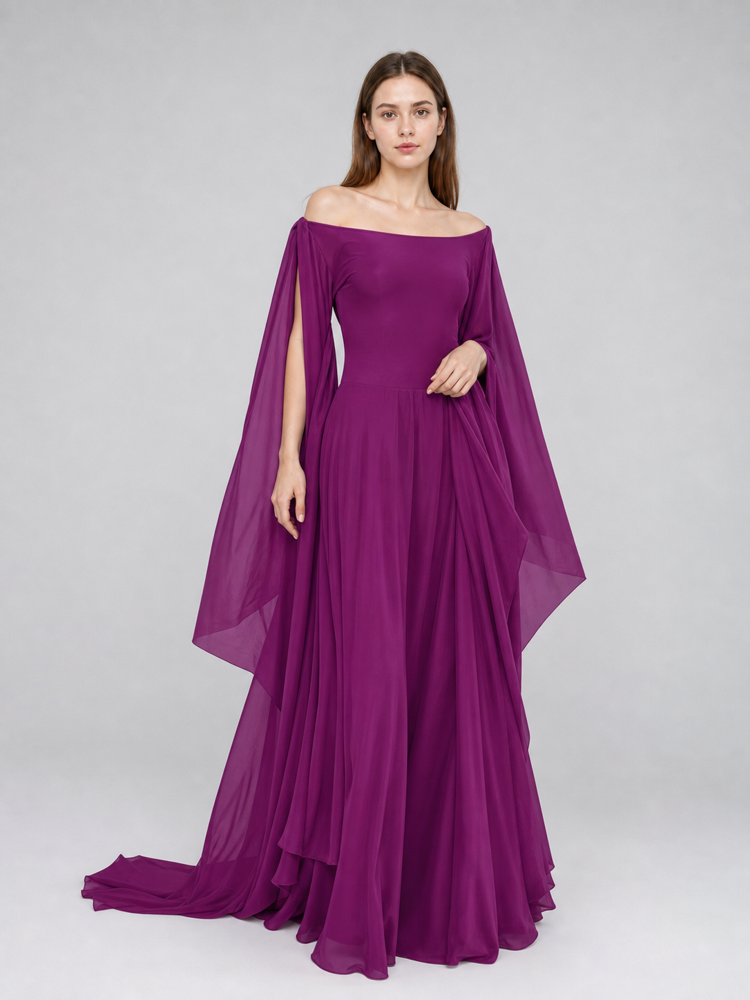 Purple Fantasy Dress with Long Sleeves