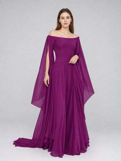 Purple Fantasy Dress with Long Sleeves