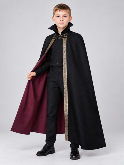 Cosplay Cape with Chain and Burgundy Lining