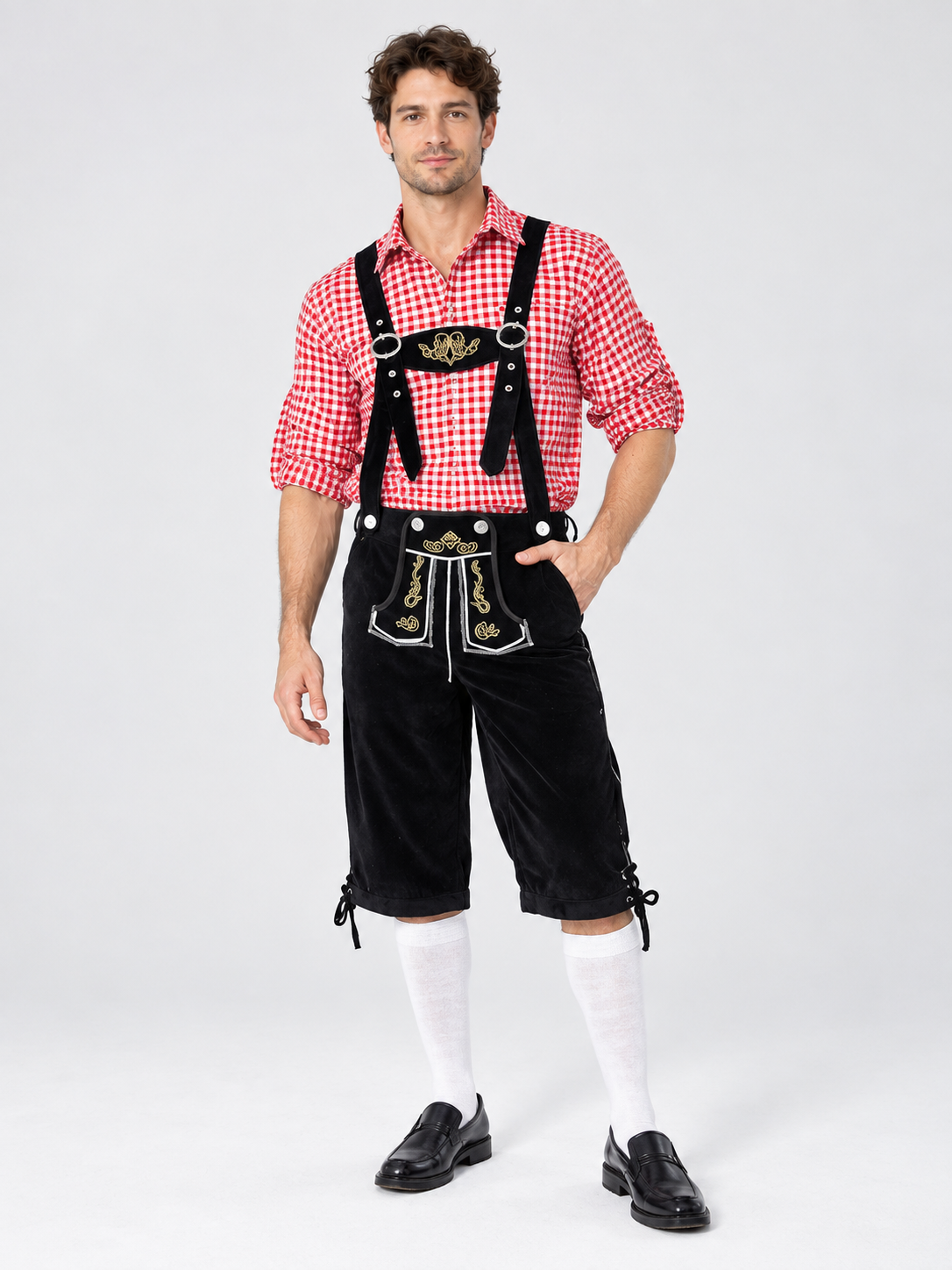 Oktoberfest Costume: Plaid Shirt, Suspender Pants
