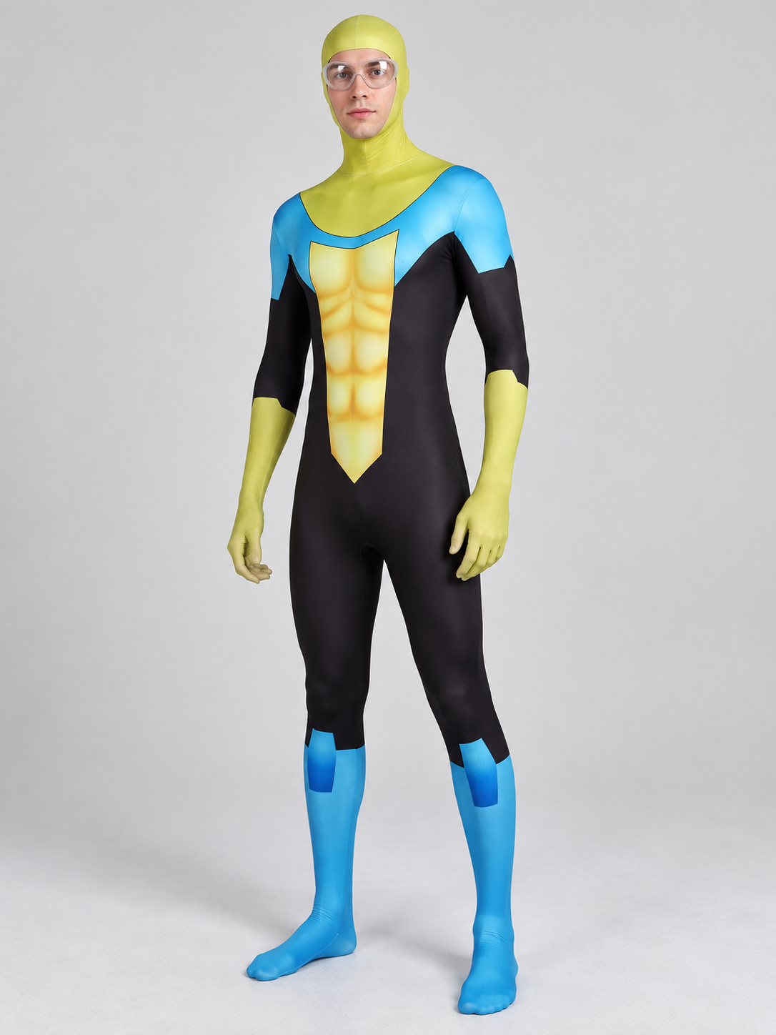 Superman Cosplay Jumpsuit Costume Yellow Spandex