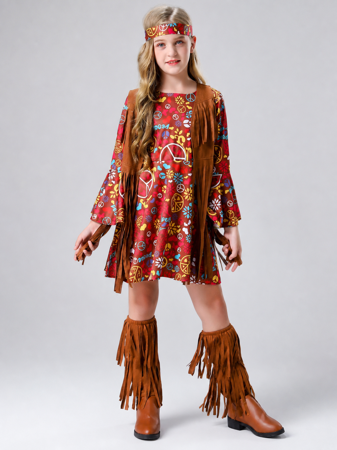 Carnival Costume with Fringe and Retro Print