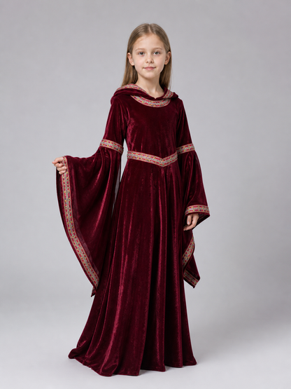 Halloween Vampire Costume — Burgundy Hooded Cloak