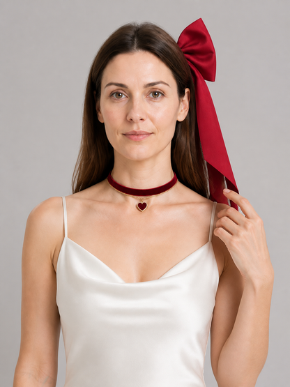 Carnival Headpiece, Burgundy Bow with Ribbons Costume Headwear detail