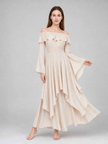Off-the-Shoulder Ruffled Maxi Dress