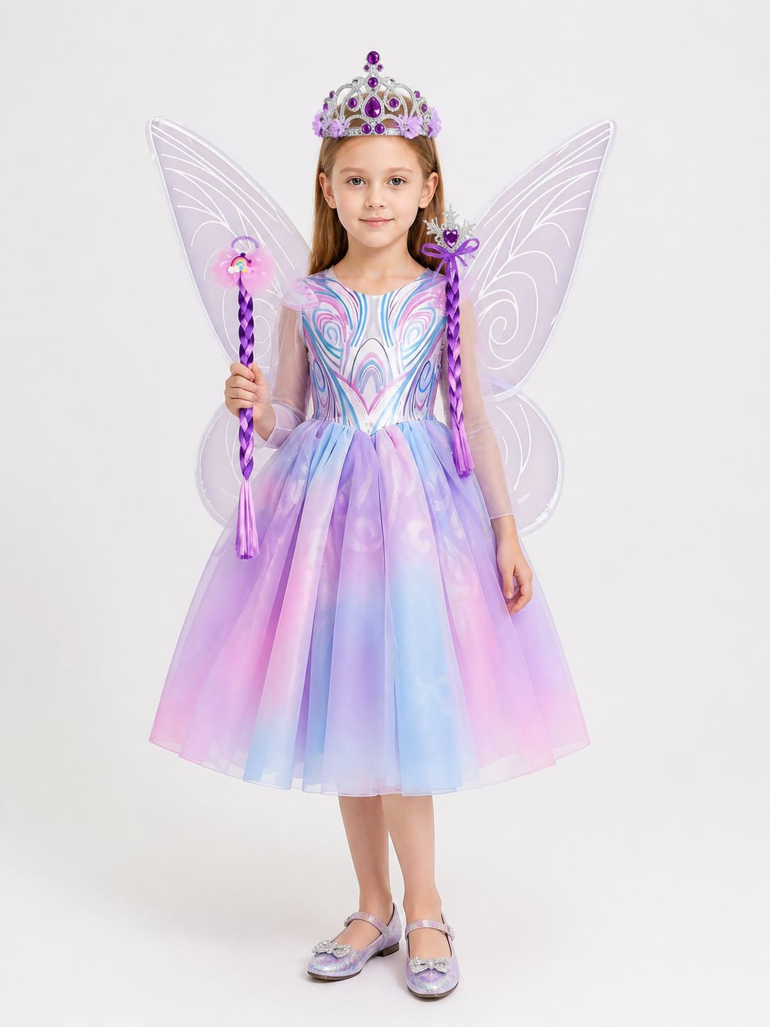 Fairy Princess Costume with Butterfly Wings on-model front view