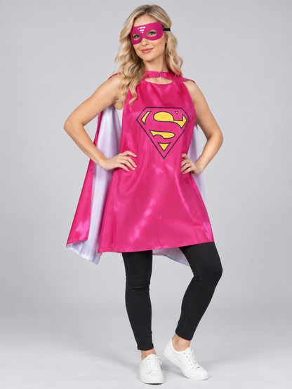 Superhero Cape with Mask, Bright Pink