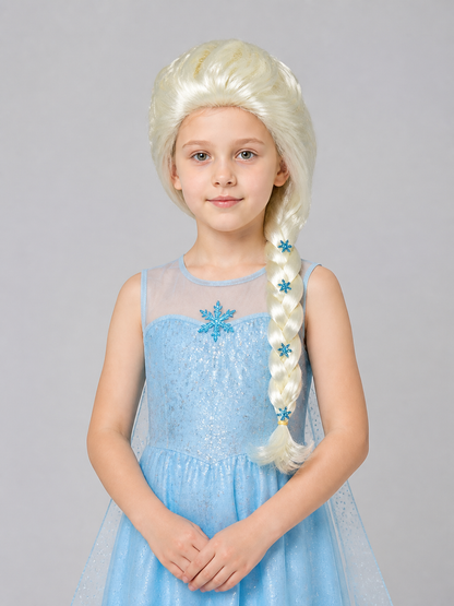 White-Platinum Halloween Wig with Braid and Snowflakes Costume Wigs detail