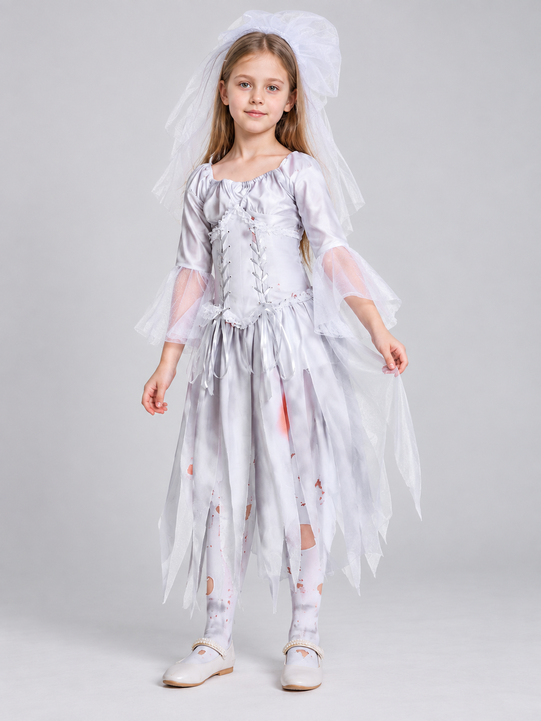 Kids' Ghost Bride Carnival Costume with Veil