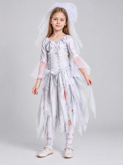 Kids' Ghost Bride Carnival Costume with Veil