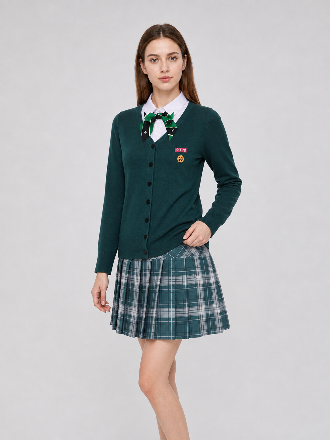 School Uniform Cosplay Costume: Cardigan, Shirt, and Skirt