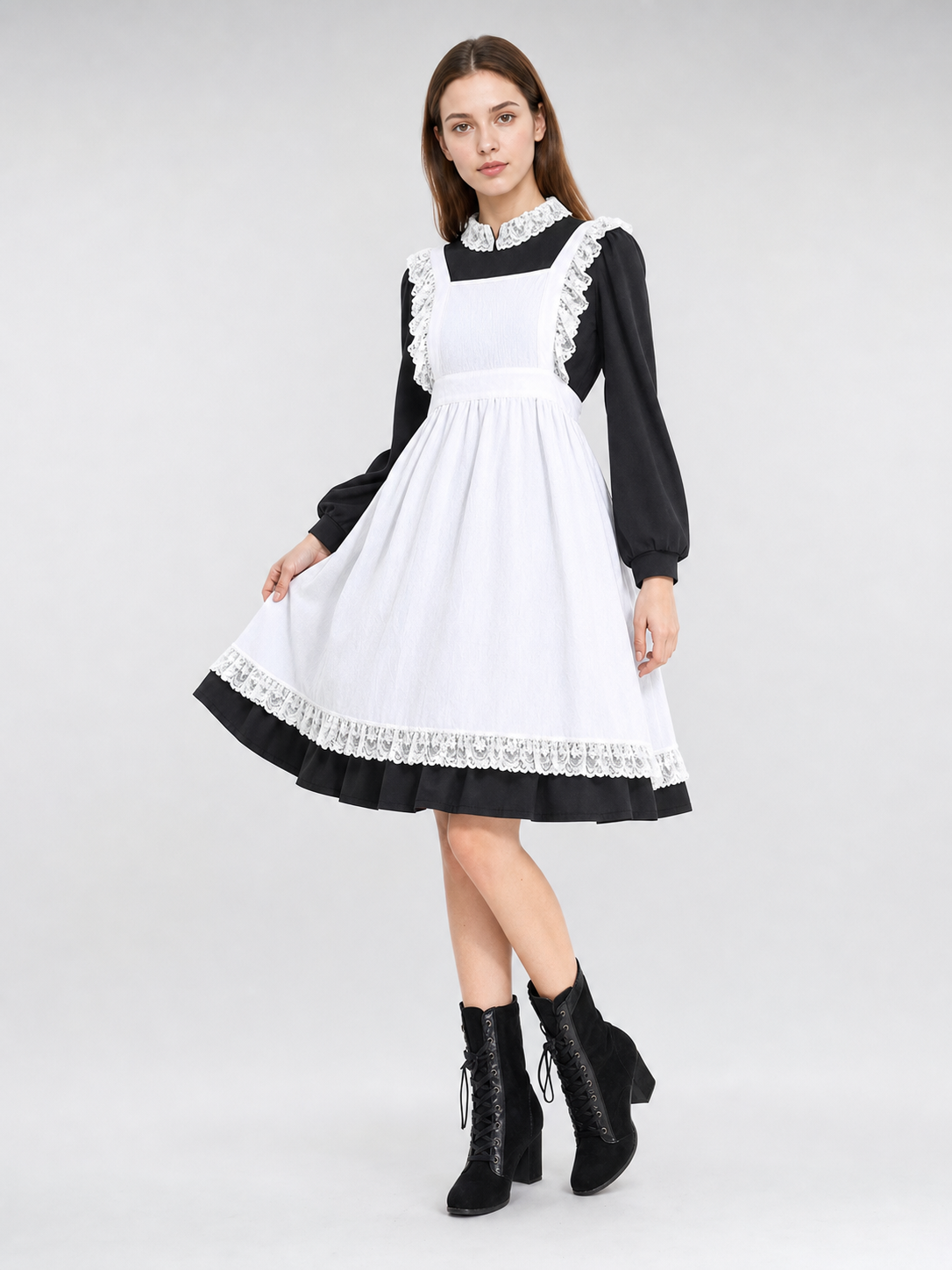 Vintage-Style Maid Costume with Apron