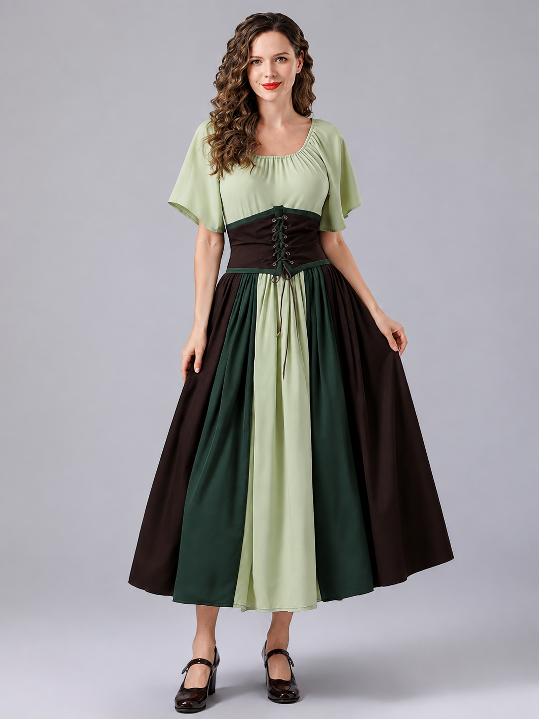 Medieval-Style Midi/Maxi Dress with Corset Belt Costume Dresses detail