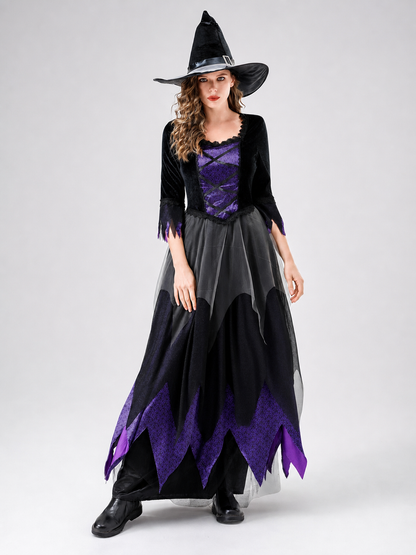 Witch Cosplay Costume with Hat and Lace