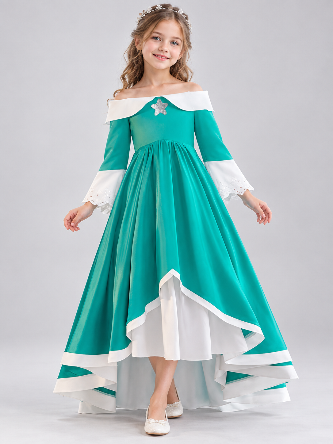 Girls' Dressy Dress with Silver Star