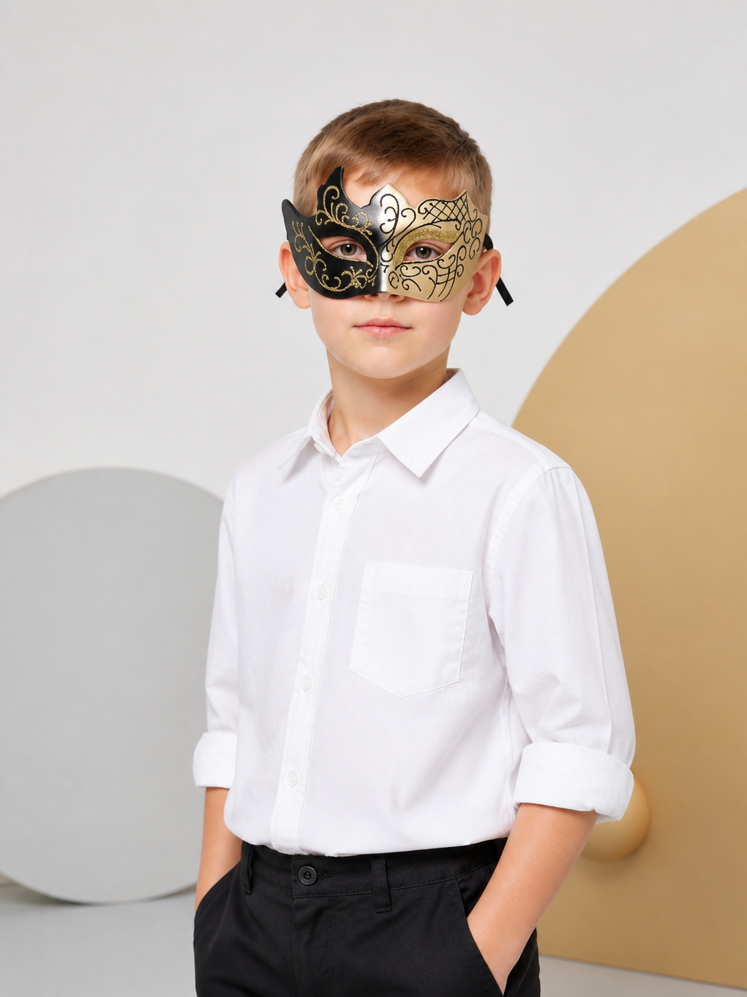 Black and Gold Carnival Mask for Halloween and Cosplay Costume Masks detail