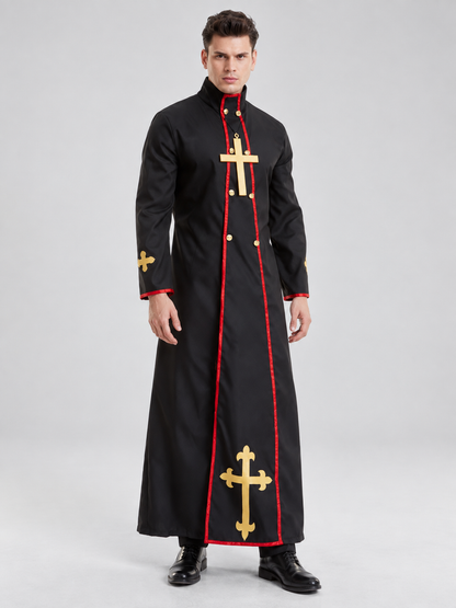 Priest Costume Black with Gold Crosses