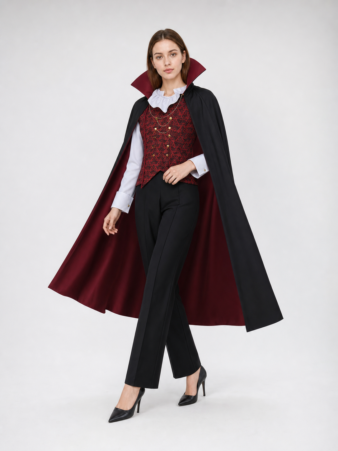Vampire Cosplay Costume with Cape and Chains