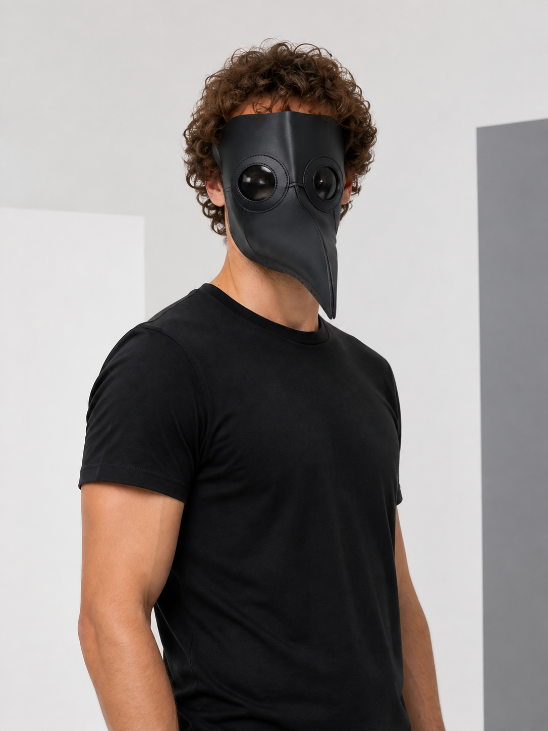 Black Carnival Mask with Long Beak Costume Masks detail