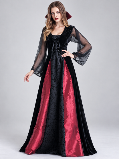 Black carnival costume dress with red inserts