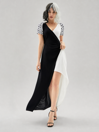 Cruella cosplay dress, black and white, long