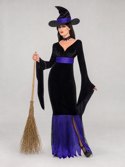 Witch Costume: Dress with Belt and Lace Trim