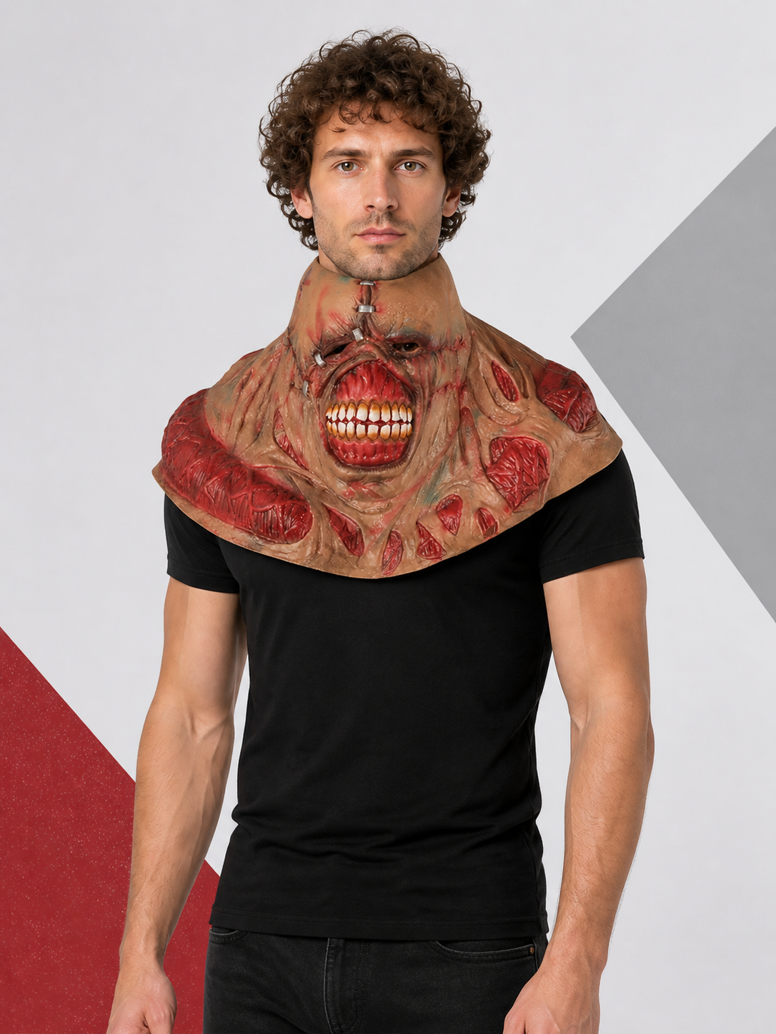 Scary Zombie Halloween Mask with Imitation Stitching Costume Masks detail