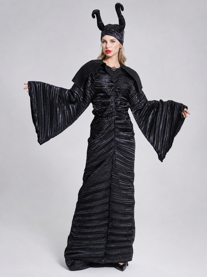 Black Long Dress with Bell Sleeves