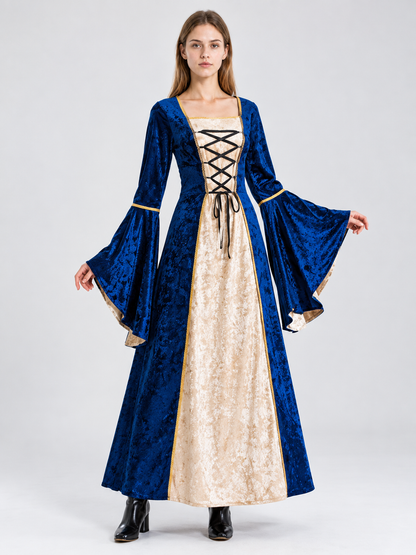 Floor-Length Costume Dress with Lace-Up Detailing