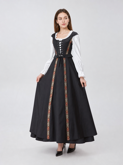 Historical Costume with Lacing and Colorful Trim
