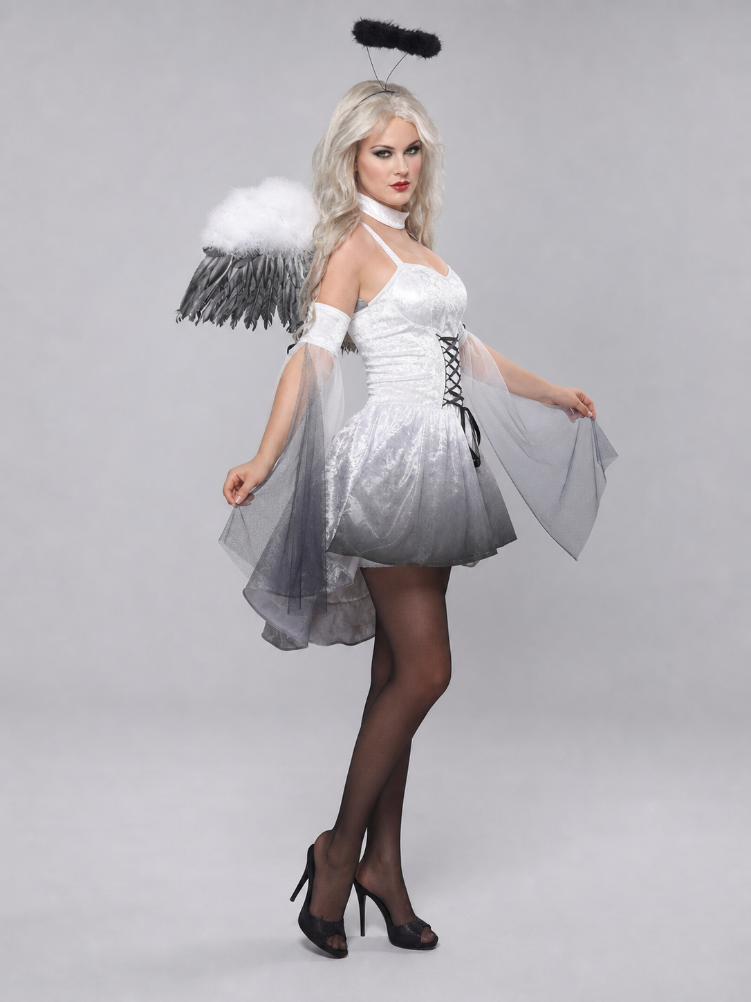 Angel Dress with Wings and Black Halo