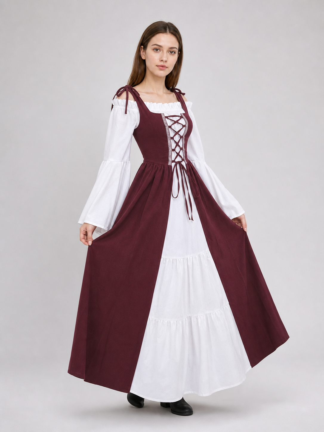 Renaissance-Style Medieval Dress with Lacing