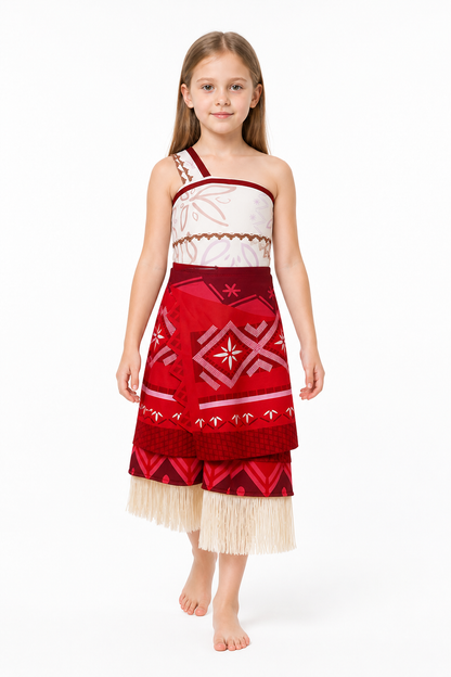 Moana Cosplay Jumpsuit with Tiered Skirt and Fringe Costumes detail 2