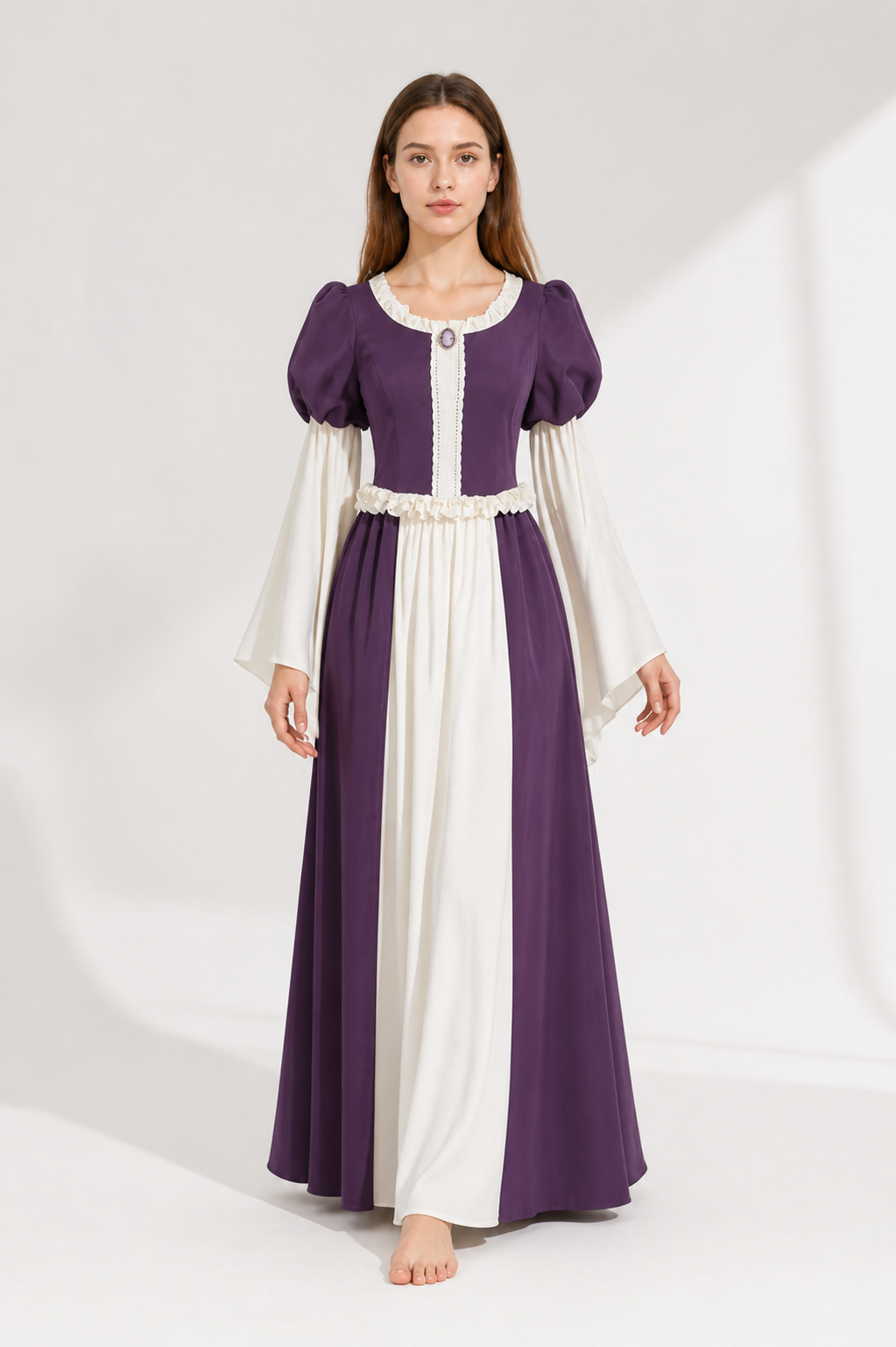 Medieval Dress with Ruffles and Puff Sleeves