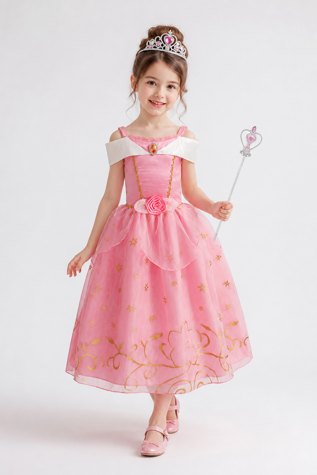 Princess Costume with Crown and Magic Wand Costume Headwear detail 2
