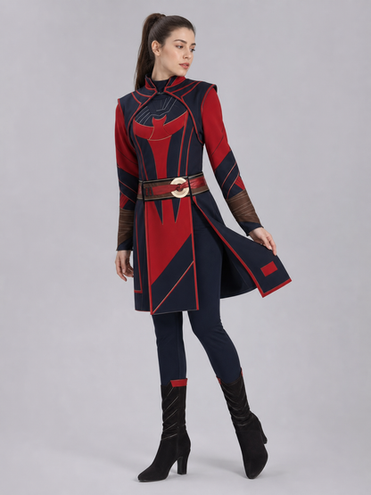 Marvel Scarlet Witch Cosplay Costume, Red and Blue