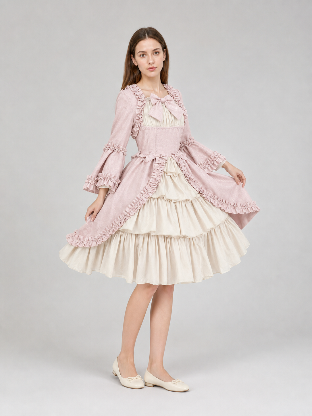 Vintage Rococo-Style Gothic Dress with Ruffles